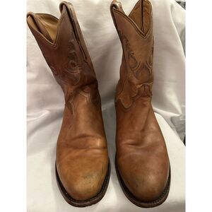 El Dorado Men's Brown Leather Western Boots Size 8.5 Round Toe
